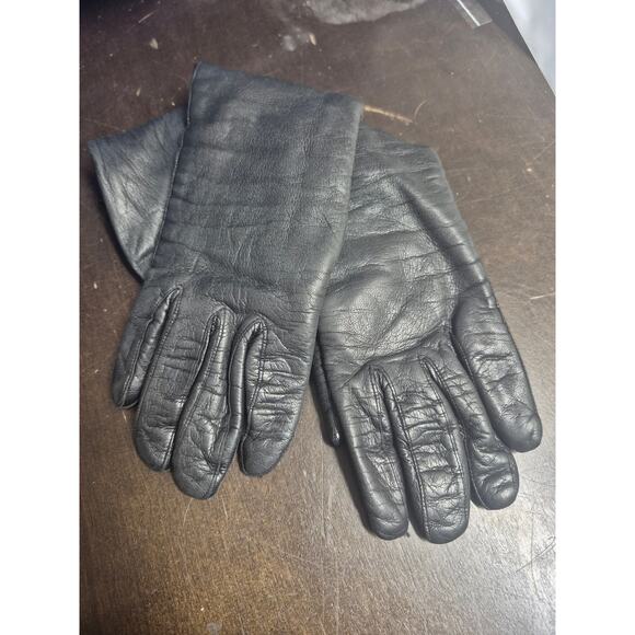 Unbranded Accessories - Vtg Macy Associates Black Leather Gloves Italian 100% Wool Lined Size 6.5 8292